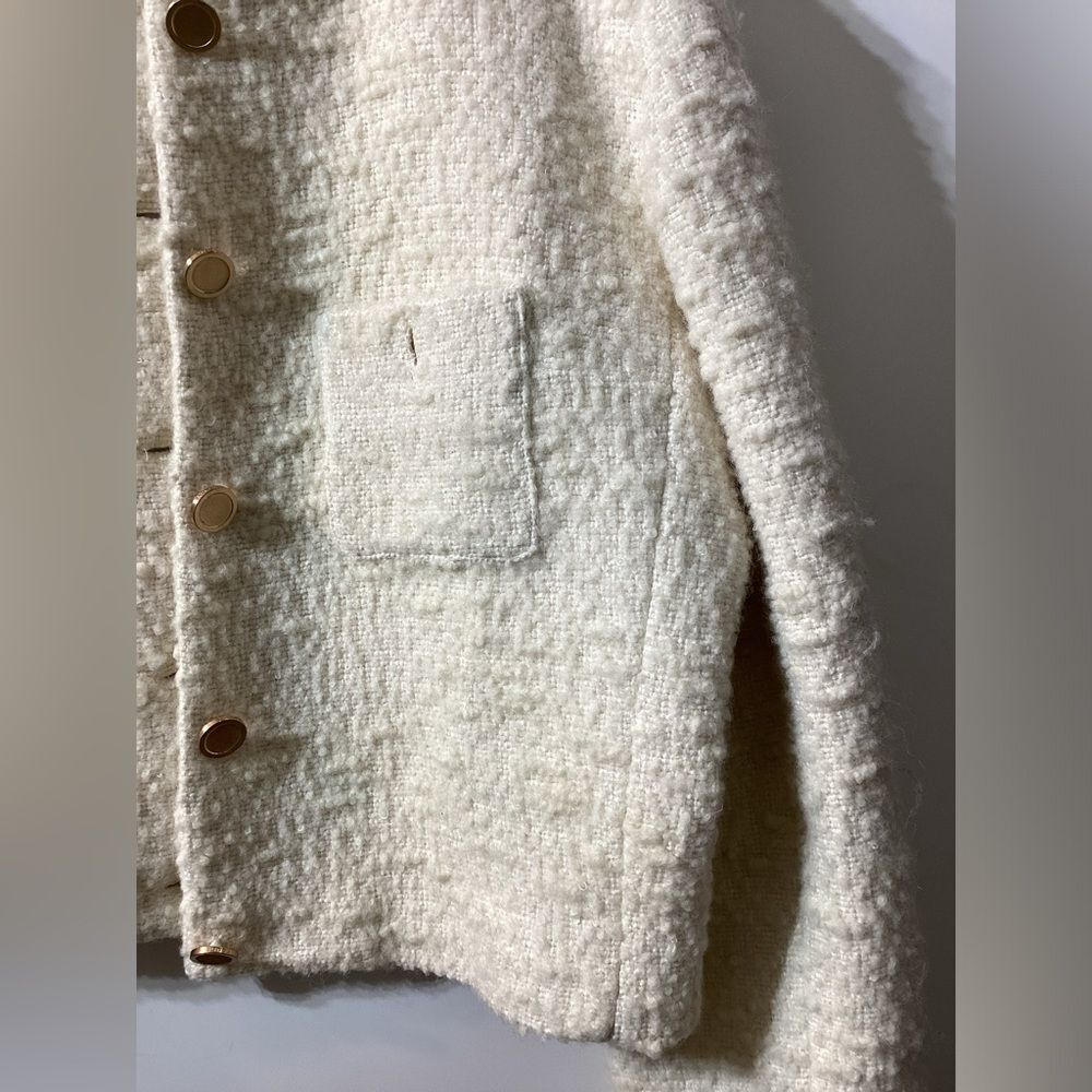 Frame Cropped cotton-blend bouclé-tweed jacket In Cream - Picture 9 of 17
